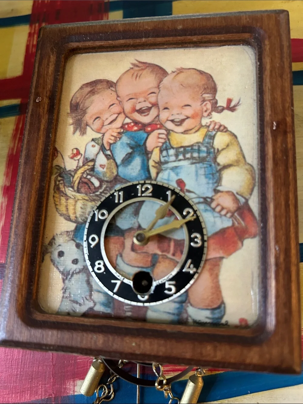 Hummel Wall Clock in Brown, Blue, Red, Yellow